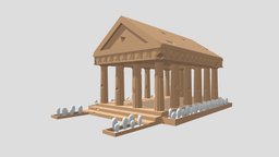 Cartoon Greek Temple Parthenon greek, ancient, ruins, exterior, parthenon, gamedesign, greece, landmark, sight, map, isometric, illustration, panthenon, polygonia, architecture, cartoon, art, lowpoly, low, poly
