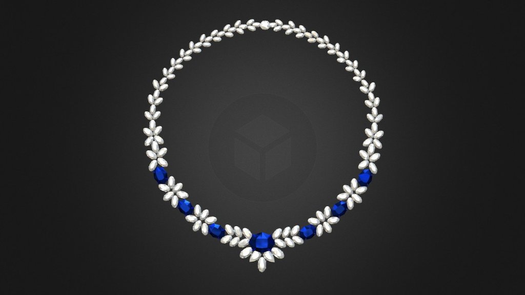 Blender v2.78 - Traditional silver Plated Stone Necklace - 3D model by DineshThennarasan 3d model