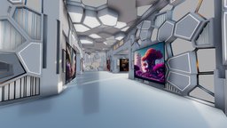 Sci-Fi_Interior_Gallery room, virtual, modern, warehouse, shed, pavilion, vr, exhibition, metaverse, sci-fi, futuristic, interior