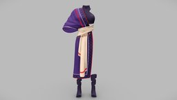 Female Tribal Fantasy Outfit modern, half, tribal, indian, apocalyptic, flat, fashion, girls, top, clothes, coat, native, dress, african, shoes, bandage, costume, womens, robe, outfit, wear, dystopian, wrap, bandeau, caftan, pbr, low, poly, sci-fi, futuristic, female, fantasy, bralette