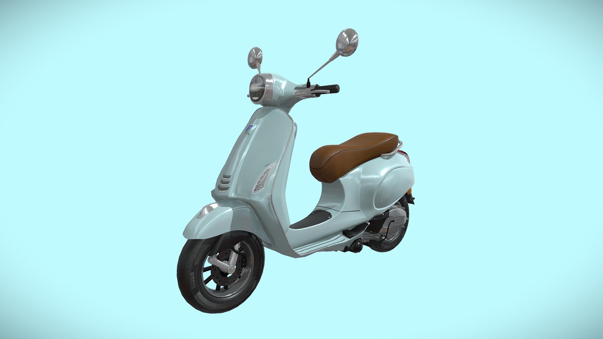 This is Vespa Primavera 150 model of Scooty 3d Model.

The model was created in Maya 2018, rendered with Substance painter, Clean topology based on quads. Detailed High quality model.

All Materials in this pack are provide with all named.

Model Type: Polygonal
Polygons: 18,341
Vertices: 18,897
Formats available: Maya ASCII 2018, Maya Binary 2018, FBX , OBJ
Textures: Color, Normal, Metallic, Roughness, Ambient Occlusion, Curvature and Thickness
Texture Resolution: 4096 x 4096 pixels

If the price is not suitable for you can contact me and discuss the price.

Please don't forget to rate the model.

Hope you like it!

Thank You 3d model