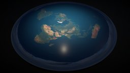 Flat Earth 3D Map world, planet, landscape, terrain, globe, flat, earth, disc, map, 3d, model, space