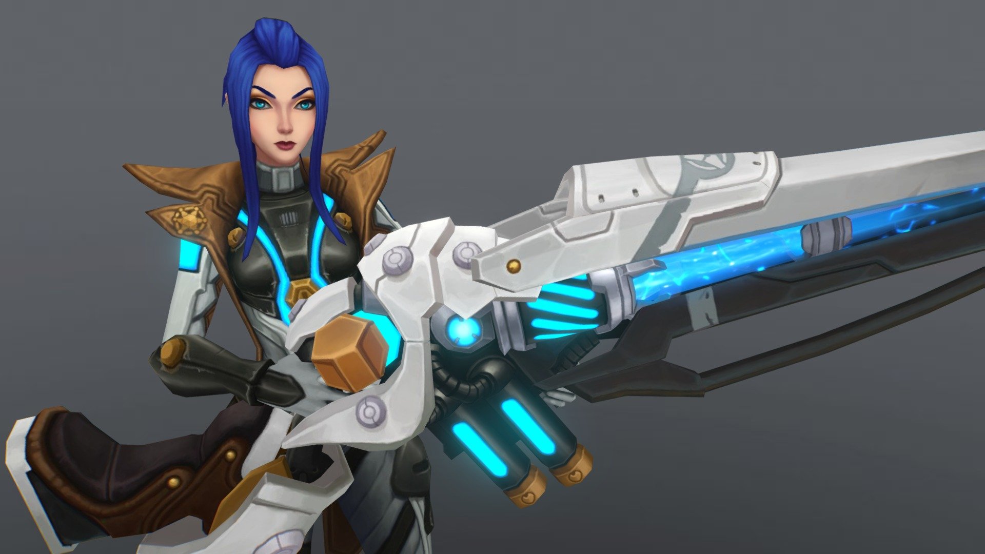 Pulsefire Caitlyn, for shots: ArtStation! 

Caitlyn, Modeled &amp; Textured by me.

Guns, Modeled by Oscar Monteon,  &amp; textured by me.

the pedestal, the FX shown here, &amp; the blue reflections on the gun are added just for this presentation!

massive thanks to the rest of the skins team for all the effort and love that they put into her!

thanks Sunny Pandita  &amp; the rest of skins for the feedback!
many thanks for Oscar for Modeling the guns &amp; Pio Ravago for the amazing feedback!

JP Putnam &amp; Moonyoung Oh on the rigging &amp; skinning, &amp; Chris Hsing, Jason Shum, Brittany Gleiter, Nick Beckstead, &amp; Sho Stilo for the animations,  &amp; Isaac Woods for all the FX work! 

thanks to Austin DeVries for sound &amp; leading our Caitlyn pod, Pan Chengwei for gorgeous splash, Jean Go for help with the icons,  &amp; many many thanks to Katey Anthony for making sure Caitlyn didn't break our game!
also much thanks to PO Carlos Giffoni &amp; DM Jonathan Zabel for keeping us organized &amp; on track! :) - Pulsefire Caitlyn - 3D model by ybourykina 3d model