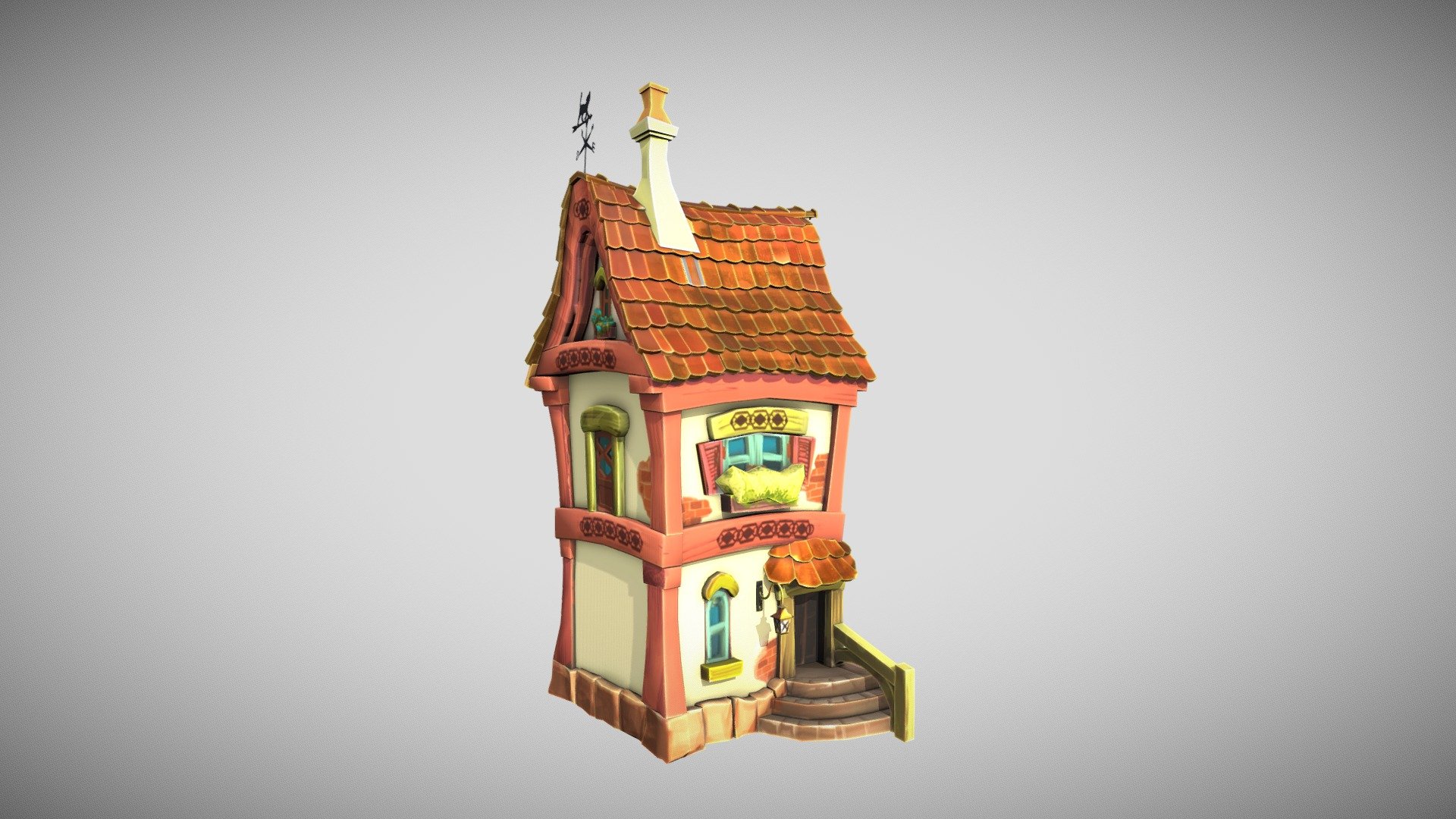 Just an angle part of little cartoon house. Model was made for future subdivision - Cartoon House - Download Free 3D model by Ola (@olaandrs) 3d model