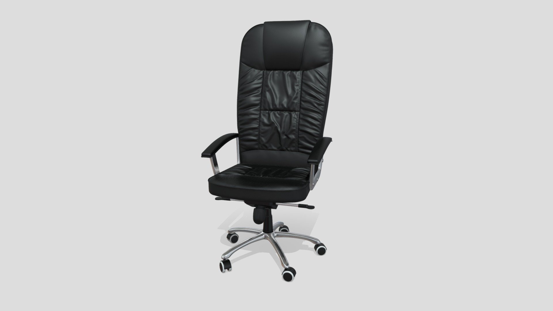 Tall backrest leather office armchair on castor wheels.

Modeled using Blender and Marvelous Designer 3d model