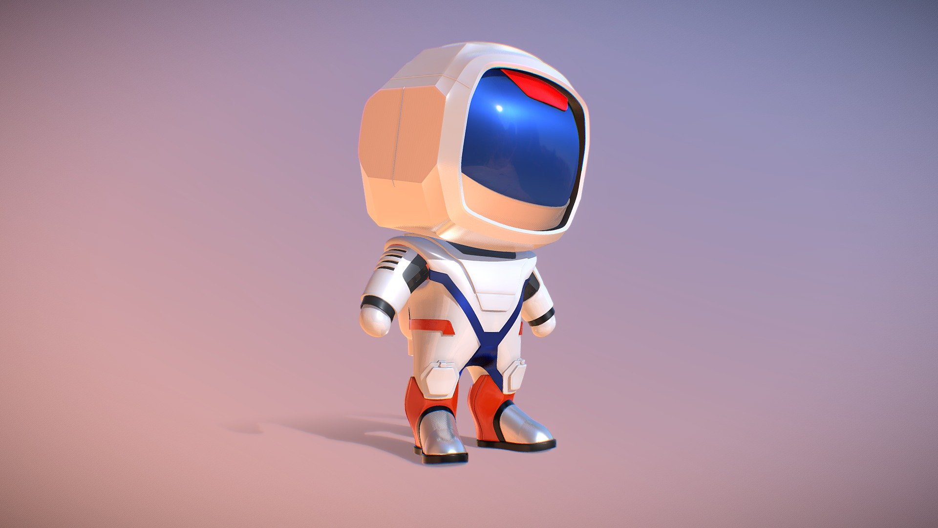 Wip a personal project about an stylized kid size astronaut character that will explore the surface of Mars with jet pack technology on a future iteration 3d model