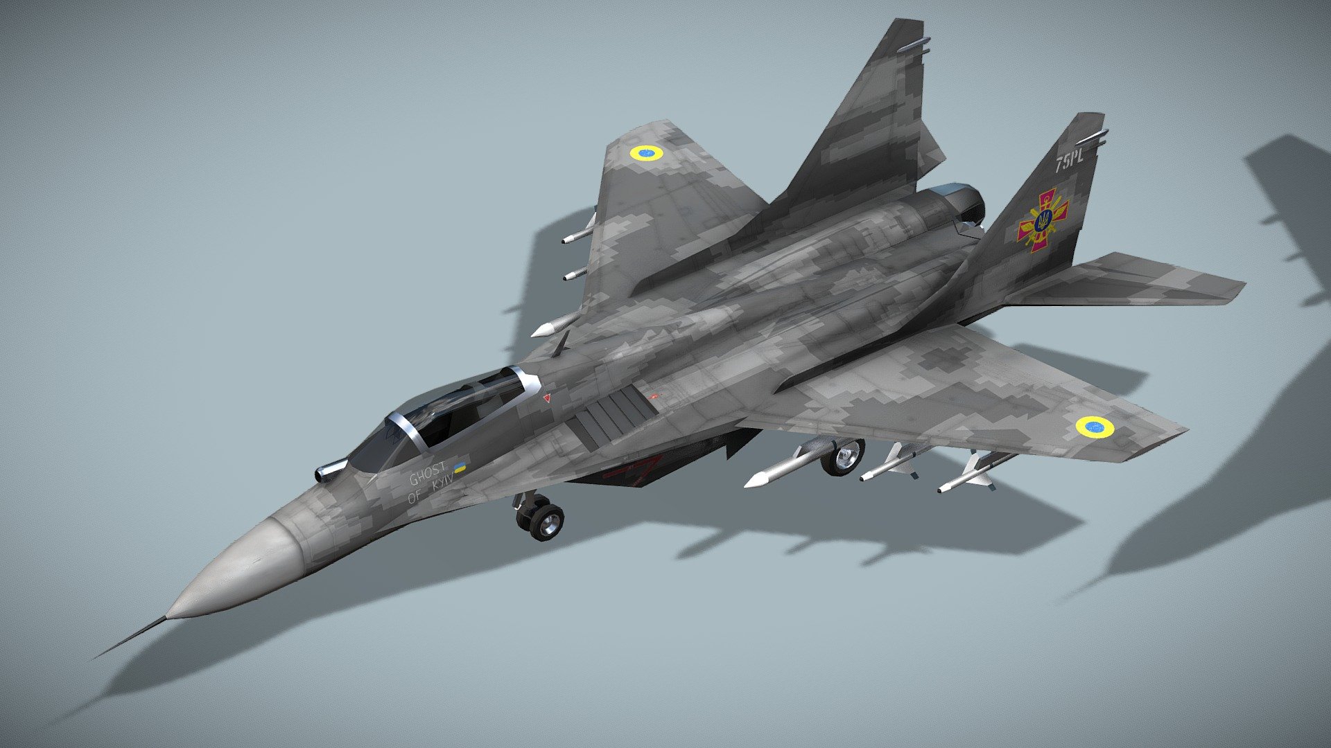 Mikoyan-Gurevich MIG-29 Fulcrum



Lowpoly model of russian supersonic jet fighter with Ukrainian and Polish colors



The Mikoyan MiG-29 is a twin-engine jet fighter aircraft designed in the Soviet Union. Developed by the Mikoyan design bureau as an air superiority fighter during the 1970s, the MiG-29, along with the larger Sukhoi Su-27, was developed to counter new U.S. fighters such as the McDonnell Douglas F-15 Eagle and the General Dynamics F-16 Fighting Falcon. The MiG-29 entered service with the Soviet Air Forces in 1982.



Standing version and flying with separate color schemes

Fully rigged

Model has bump map, roughness map and 2 x diffuse textures

Incl. 3D print STL file



Check also my aircrafts and cars

Patreon with monthly free model - MIG-29 Fulcrum - Ghost of Kyiv - Buy Royalty Free 3D model by NETRUNNER_pl 3d model