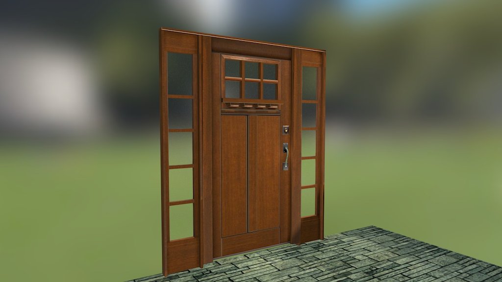 A simple wooden door with sidelights modeled in Blender.  UV maps exported and textured in Photoshop. 3d model