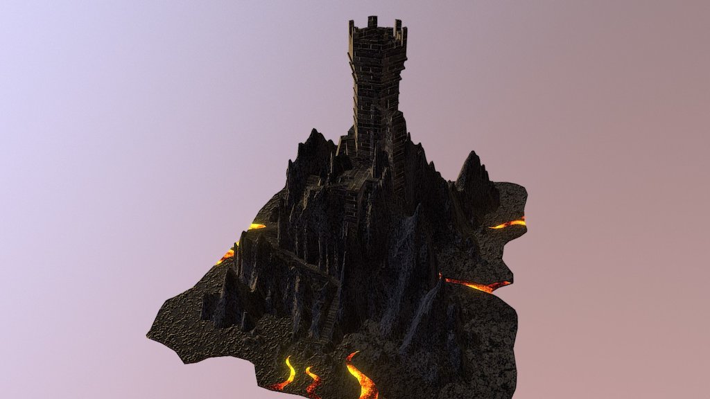 The High Black Tower stands on a high black hill 3d model