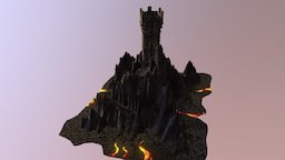 The High Black Tower tower, mountain, diorama, fortress, sketchup, stone
