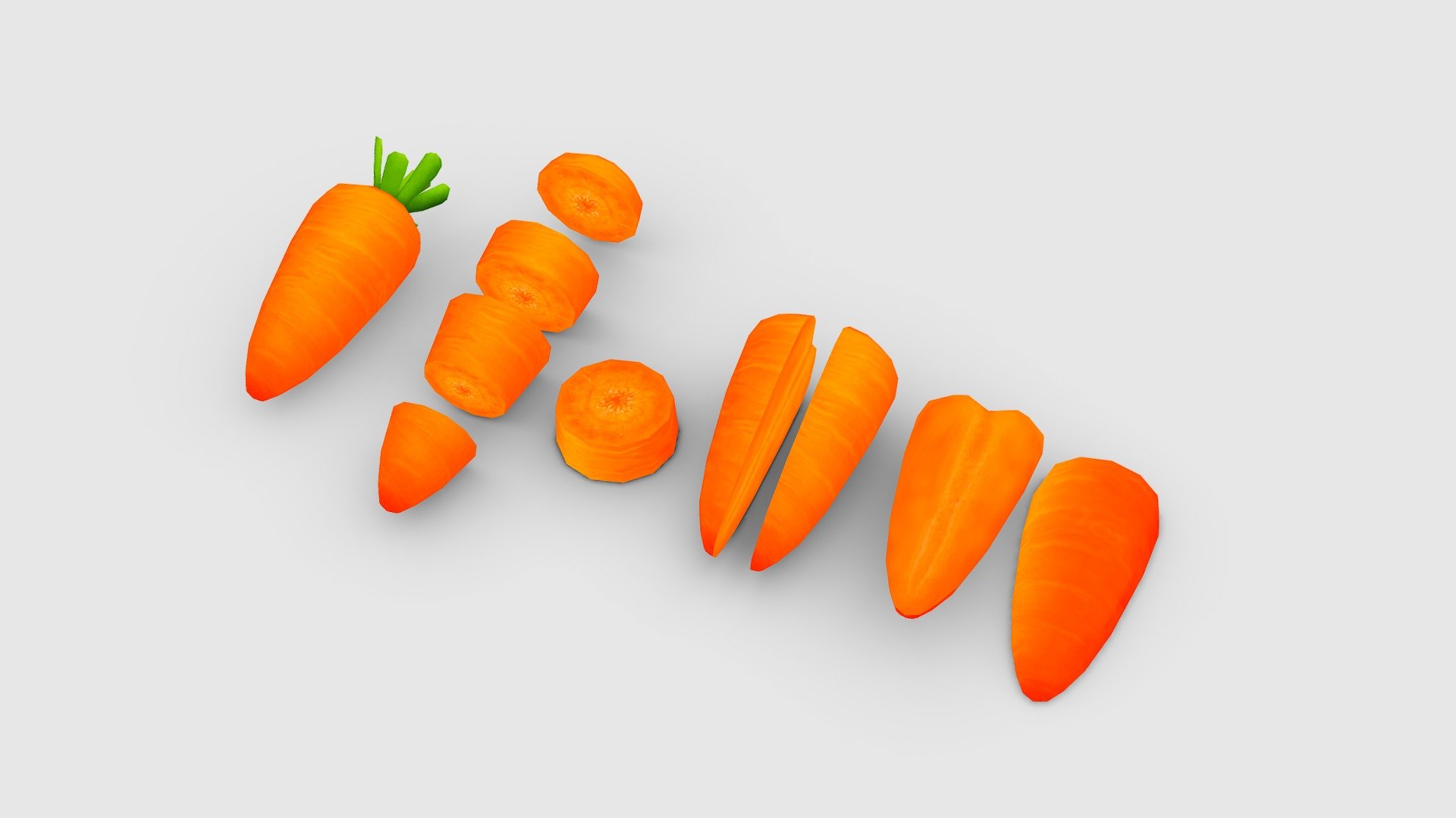 Cartoon carrots - carrot slice Low-poly 3D model - Cartoon carrots - carrot slice Low-poly 3D model - Buy Royalty Free 3D model by ler_cartoon (@lerrrrr) 3d model