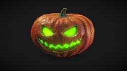 Halloween Pumpkin prop, sculpting, soul, scary, theme, substancepainter, asset, game, blender, blender3d, low, poly, model, textured, halloween, pumpkin, spooky