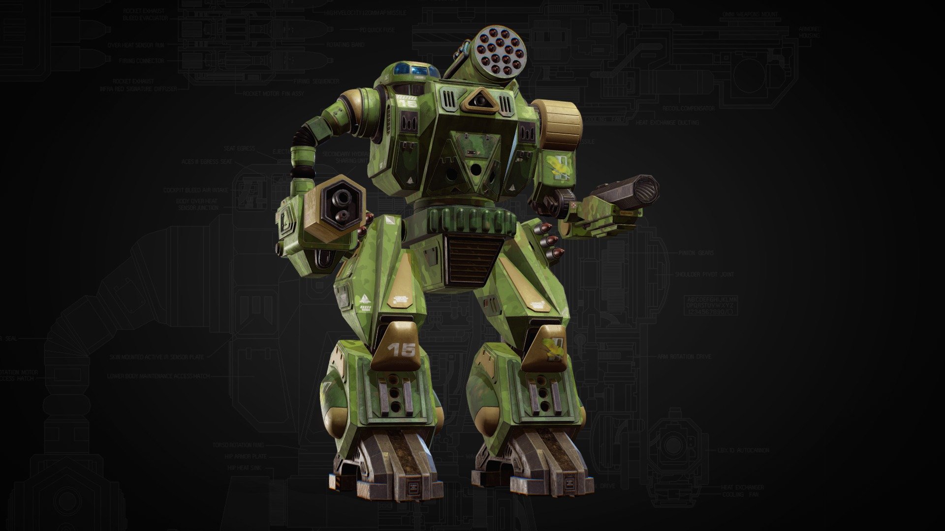 The Summoner is a highly mobile heavy OmniMech that is commonly used by Clan Jade Falcon in a wide variety of roles. Barely a second generation OmniMech, the Jade Falcons introduced the Summoner just after becoming the first Clan to win OmniMech technology from Clan Coyote in 2863. 

Clan Wolf variant: https://skfb.ly/6Ustw

The Summoner was dubbed Thor, its Inner Sphere reporting name, by Victor Steiner-Davion himself after fighting one on Trellwan. The name was supposedly inspired by the weapons loadout (in Prime configuration): a PPC and an AC, lightning and thunder, which are associated with the Norse god Thor.

Arsenals: Summoner has a basic yet effective arsenal. The primary direct fire weapon is an ER PPC backed up by an LB 10-X Autocannon that can fire both standard and cluster ammunition. For fire support and bombardment, the Summoner has an LRM-15 launcher 3d model