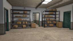 Storage Room scene, room, storage, residential, warehouse, business, vr, shelving, game-ready, maintenance, virtual-reality, low-poly, gameasset, building, interior