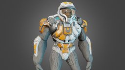 Albert 7 | VGDC suit, cyborg, gorilla, blender, helmet, sci-fi, gameasset, rigged, space