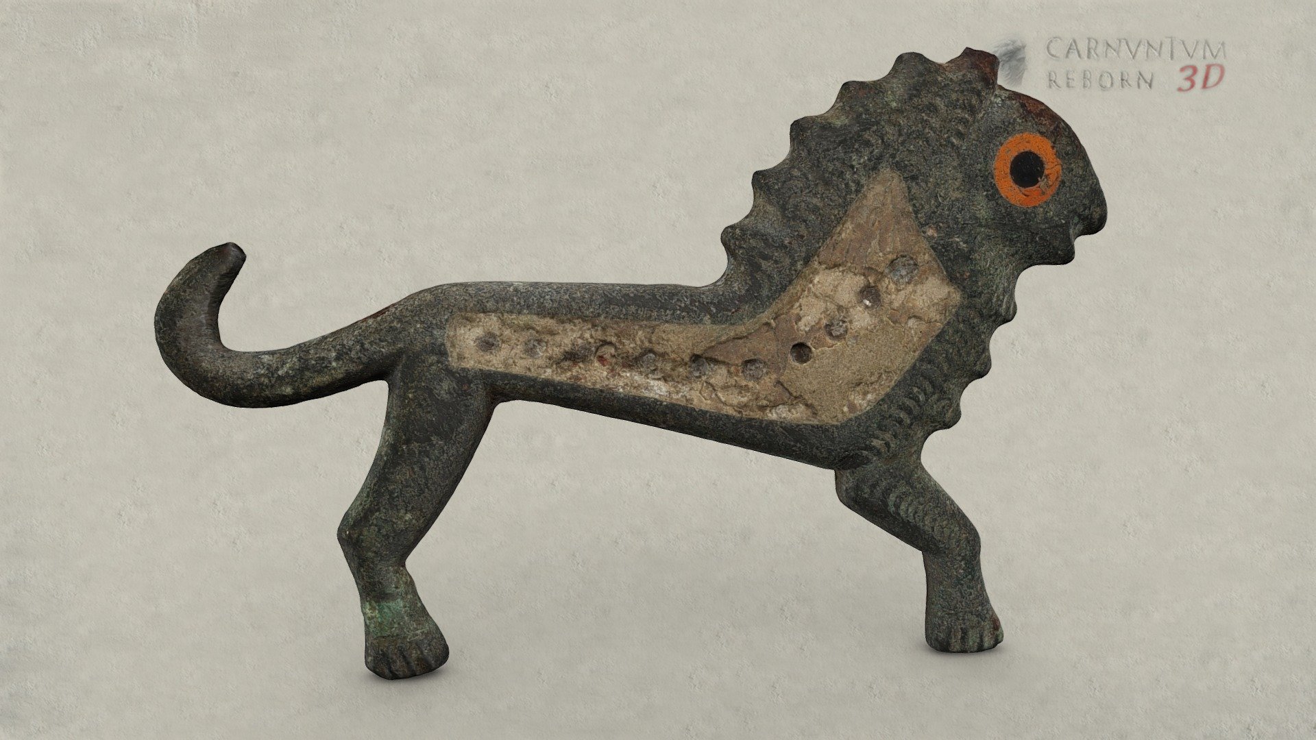 Roman fibula in the shape of a lion. Enamel inlays on the body. The needle is no longer preserved. Bronze, enamel; l 4,2 cm.

Model: © Landessammlungen Niederösterreich, Niederösterreich 3D - Fibel - 3D model by noe-3d.at (@www.noe-3d.at) 3d model