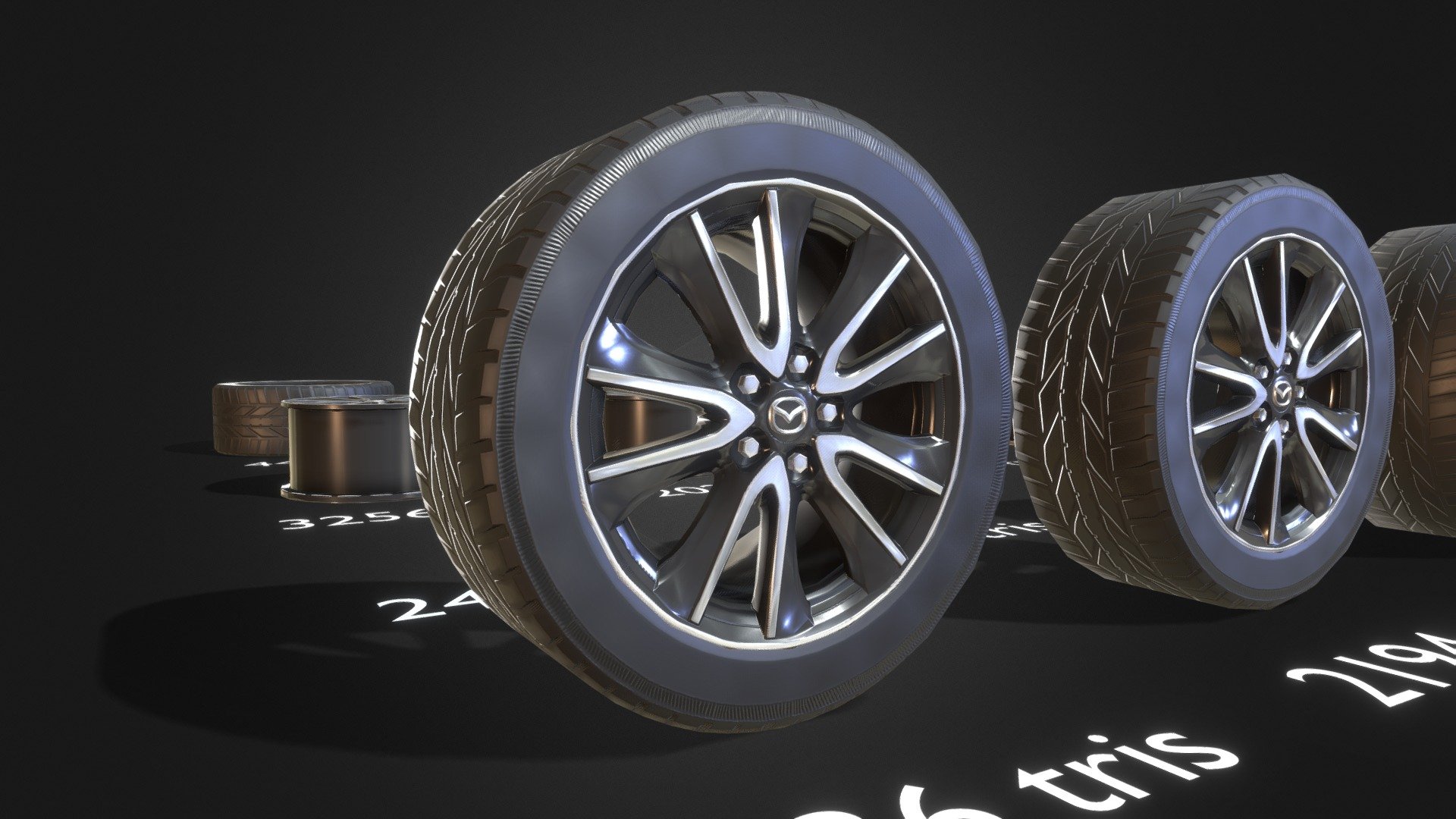 I hope you liked it!

Model made to practice a little about hard surface!

Wheel specification:





Texture (sketchfab): 1024px




Texel Density:11.345px/cm (1024px)
(You can change it to reduce the Texel density!)



You’ll get the following: 





Lowpoly file (.FBX); With LODs




Highpoly (.FBX)




Color, Metallic, Roughness, Ambient Occlusion, Normalmap Textures;



Reference image:

 - Sport Car wheel (w/ LODs) - Buy Royalty Free 3D model by EduardoIkeda 3d model