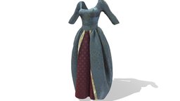 Female 18th Century Gown Dress v4 victorian, french, elite, fashion, british, historical, century, dress, gown, wear, 18th, 18th-century, marie, antoinette, pbr, low, poly, female, royal