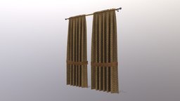 Animated hold up №605 Curtain 3D low-poly model