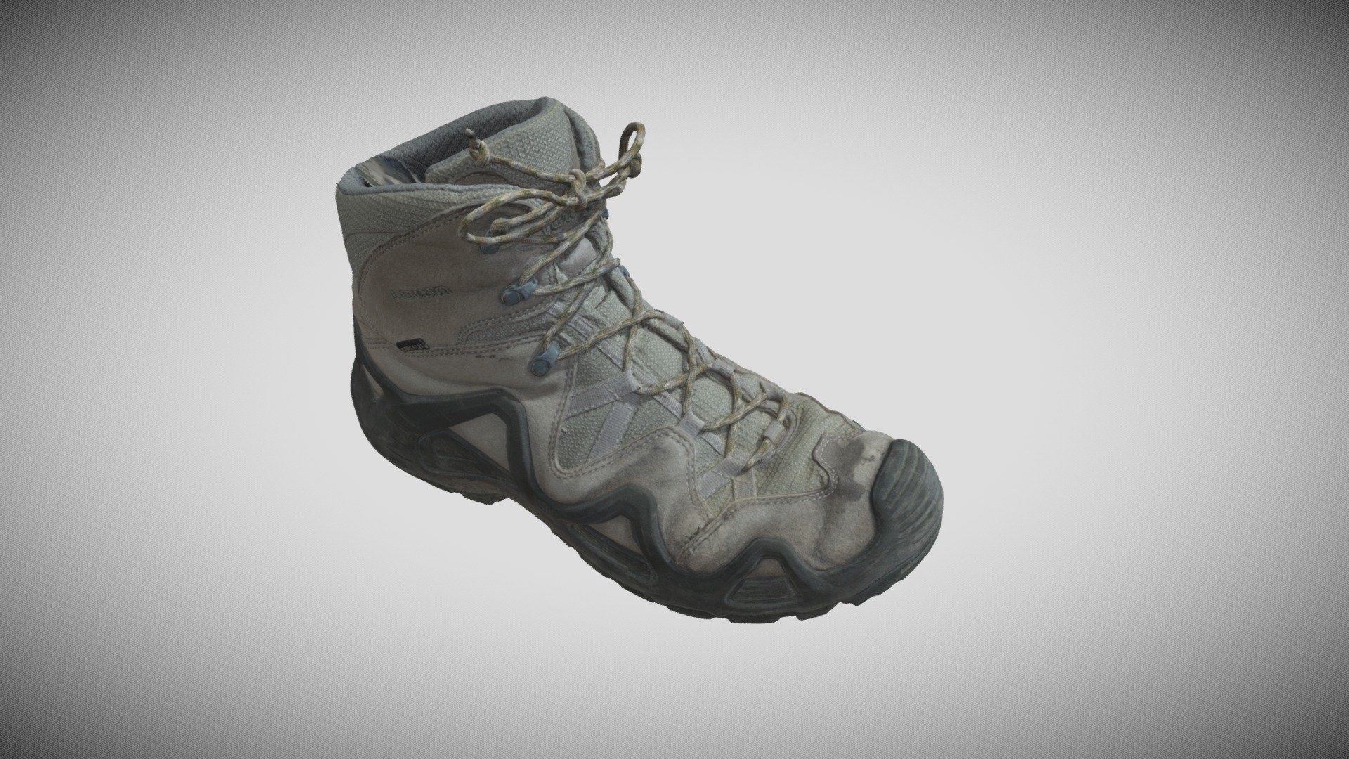 Tactical boot used by western special forces. 

The hi-res 3d model (20M polygons) with a texture (diffuse) has been added as additional file (.OBJ, .ZIP). Straight from photogrammetry tool 3d model