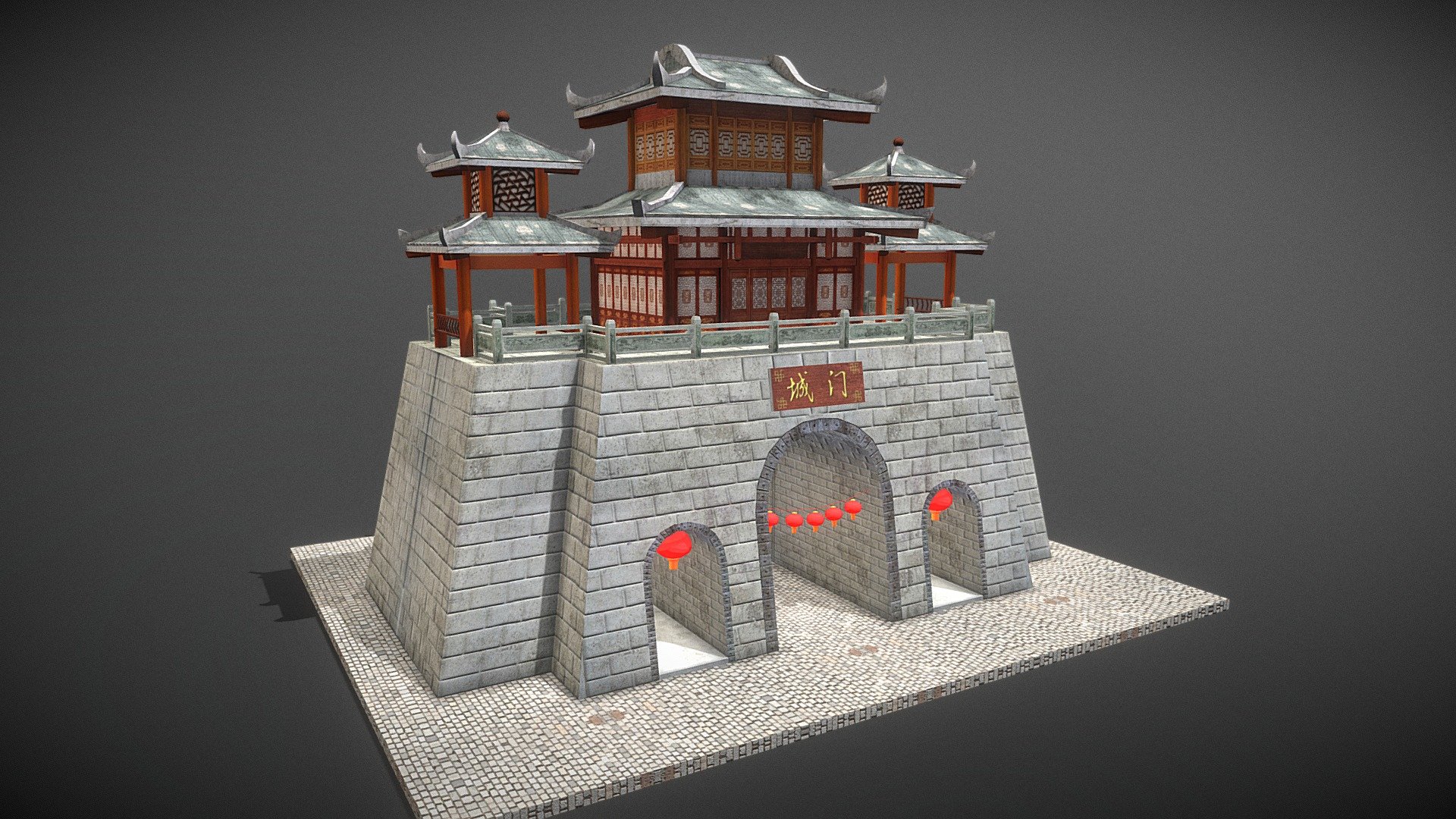 This is a beautiful ancient city gate 3D model. You can use it in your game. I hope you like it.

5 materials with 2048 * 2048 textures.

Triangles: 8100 Vertices: 5941

(Viewer Setting above are just a preview and may vary drastically depending on your lighting and shading setup on the final application)

If you have any questions, please feel free to contact me.

E-mail: zhangshangbin1314159@gmail.com
 - Chinese City Gate - Buy Royalty Free 3D model by Zhang Shangbin (@zhangshangbin1314159) 3d model