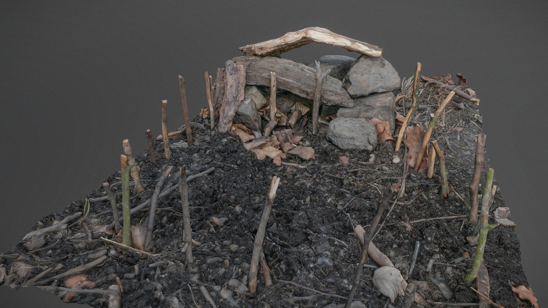 Mini pasture wooden sticks branches leaves soil model made by children in forest

photogrammetry scan (120x36mp), 3x8k textures - Mini pasture - Download Free 3D model by matousekfoto 3d model