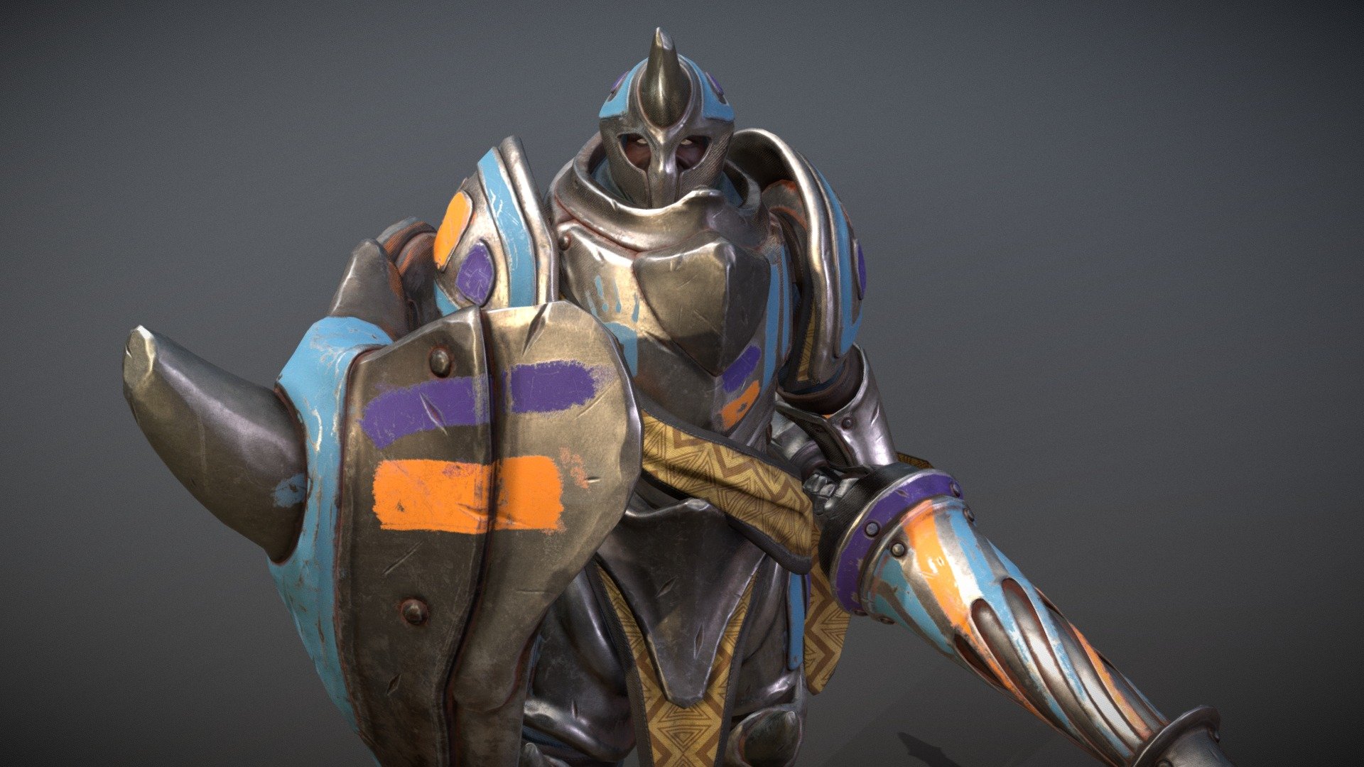 (PURCHASING TEMPORARILY DISABLED)
This is the Rhinoceros Guardian, a game-ready heavy knight who is the impersonation of the term &ldquo;Immovable Object