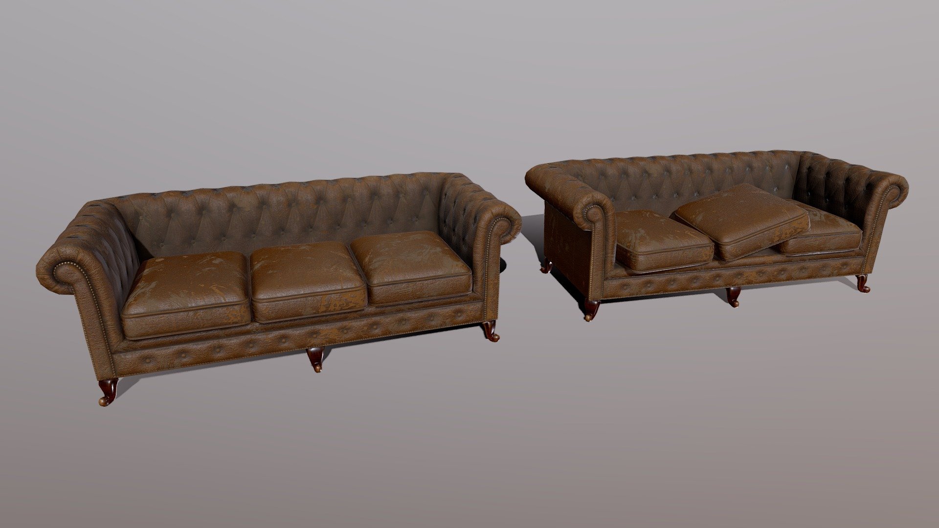 Old Chesterfield sofa gameready model.
Textures 4k - Couch Chester Long Old - Buy Royalty Free 3D model by polbrainstorm 3d model