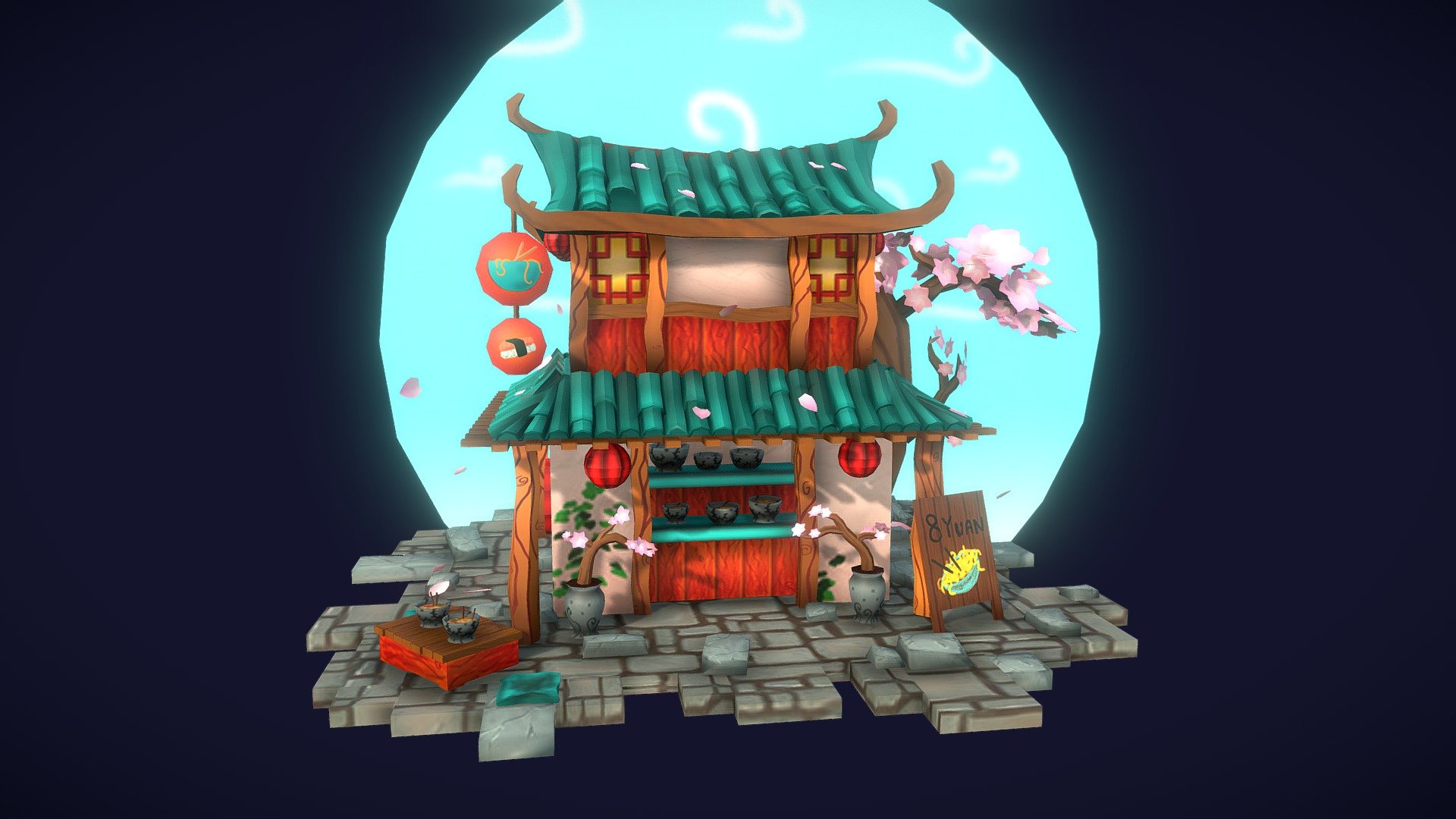 final assignment for Game-Art1 in DAE howest.

an ancient chinese noodle shop modeled in maya and hand textured in photoshop in the style of Albion online! - chinese noodle shop - 3D model by SaraTremerie 3d model