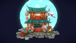 chinese noodle shop daehowest, chinese-architecture, noodleshop, daevillages, gameart2021