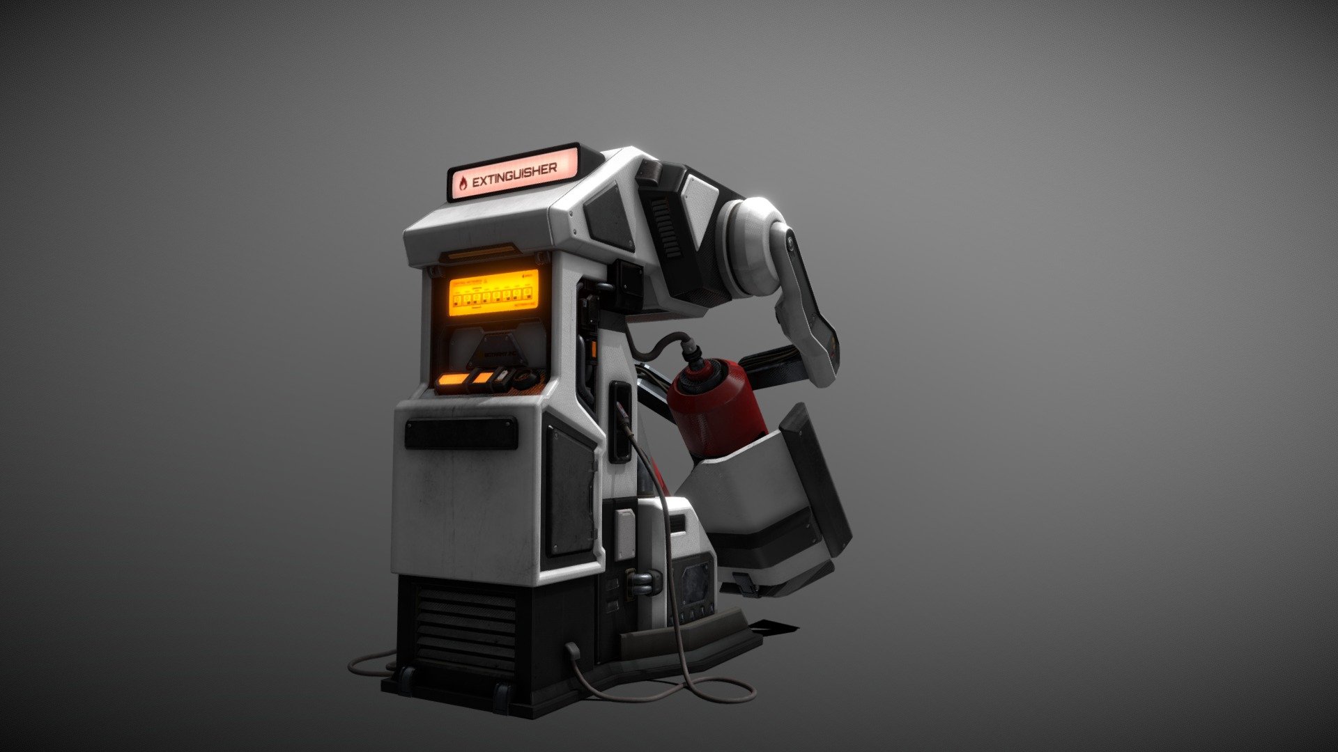 This model is part of a school work of the HEAJ
Realesed on Maya 2018
Textured on Substance Painter 2020

This extinguisher platform enables large fires to be extinguished over a long range.
Equipped with a network system, it allows you to connect to another terminal and control the
fire safety system 3d model