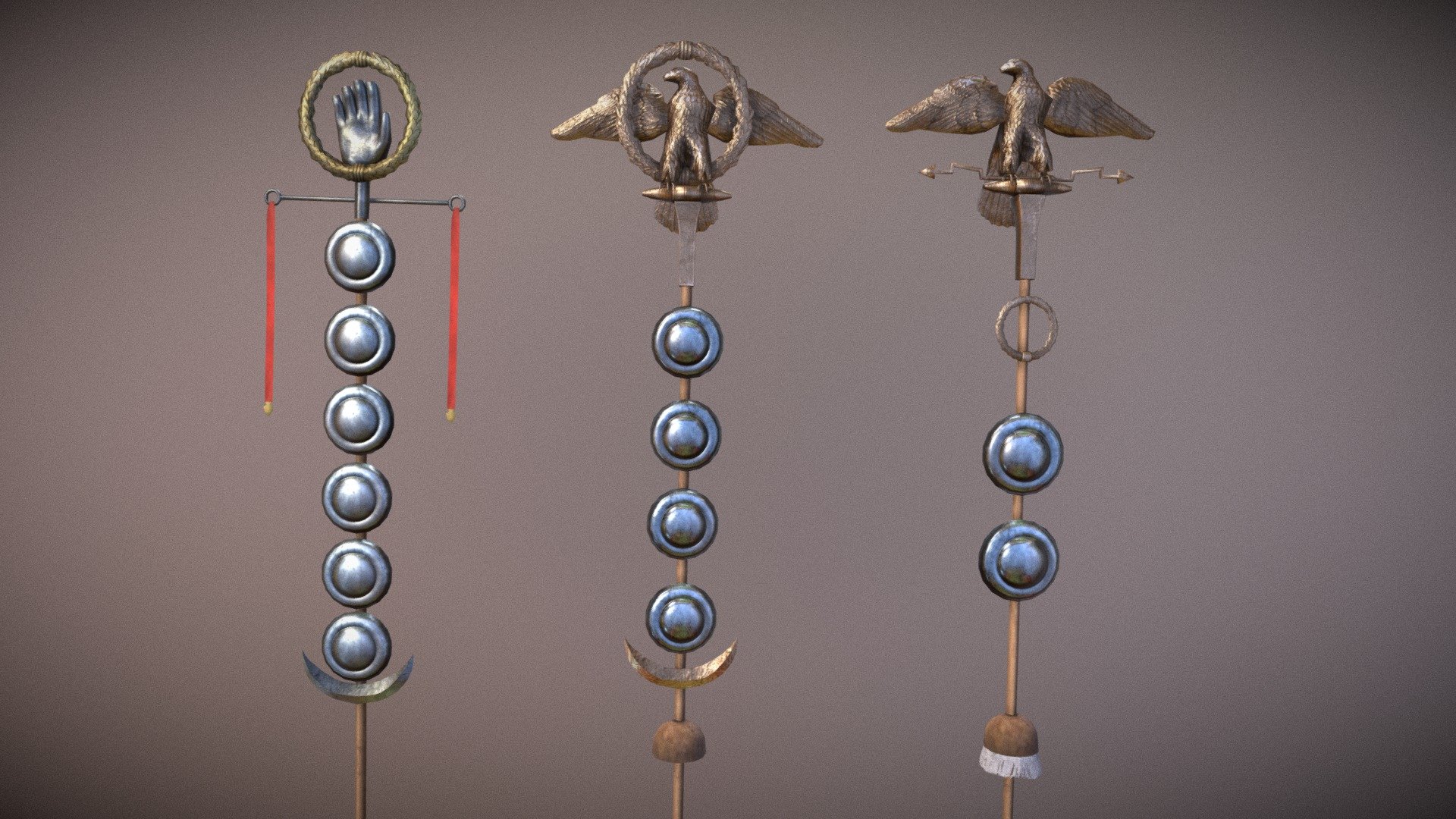 Low poly roman standards made for Europa Baraborum 2, PBR maps, 1024 resolution 3d model
