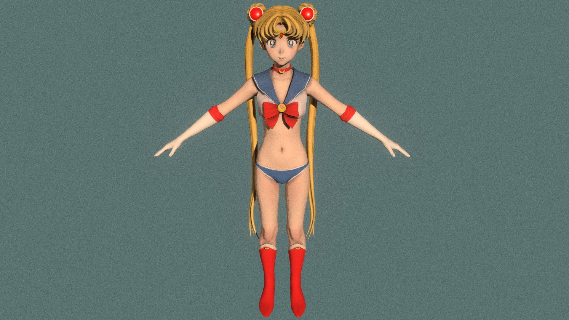 T-pose rigged model of anime girl Sailor Moon (Sailor Moon).

Body and clothings are rigged and skinned by 3ds Max CAT system.

Eye direction and facial animation controlled by Morpher modifier / Shape Keys / Blendshape.

This product include .FBX (ver. 7200) and .MAX (ver. 2010) files.

3ds Max version is turbosmoothed to give a high quality render (as you can see here).

Original main body mesh have ~7.000 polys.

This 3D model may need some tweaking to adapt the rig system to games engine and other platforms.

I support convert model to various file formats (the rig data will be lost in this process): 3DS; AI; ASE; DAE; DWF; DWG; DXF; FLT; HTR; IGS; M3G; MQO; OBJ; SAT; STL; W3D; WRL; X.

You can buy all of my models in one pack to save cost: https://sketchfab.com/3d-models/all-of-my-anime-girls-c5a56156994e4193b9e8fa21a3b8360b

And I can make commission models.

If you have any questions, please leave a comment or contact me via my email 3d.eden.project@gmail.com 3d model