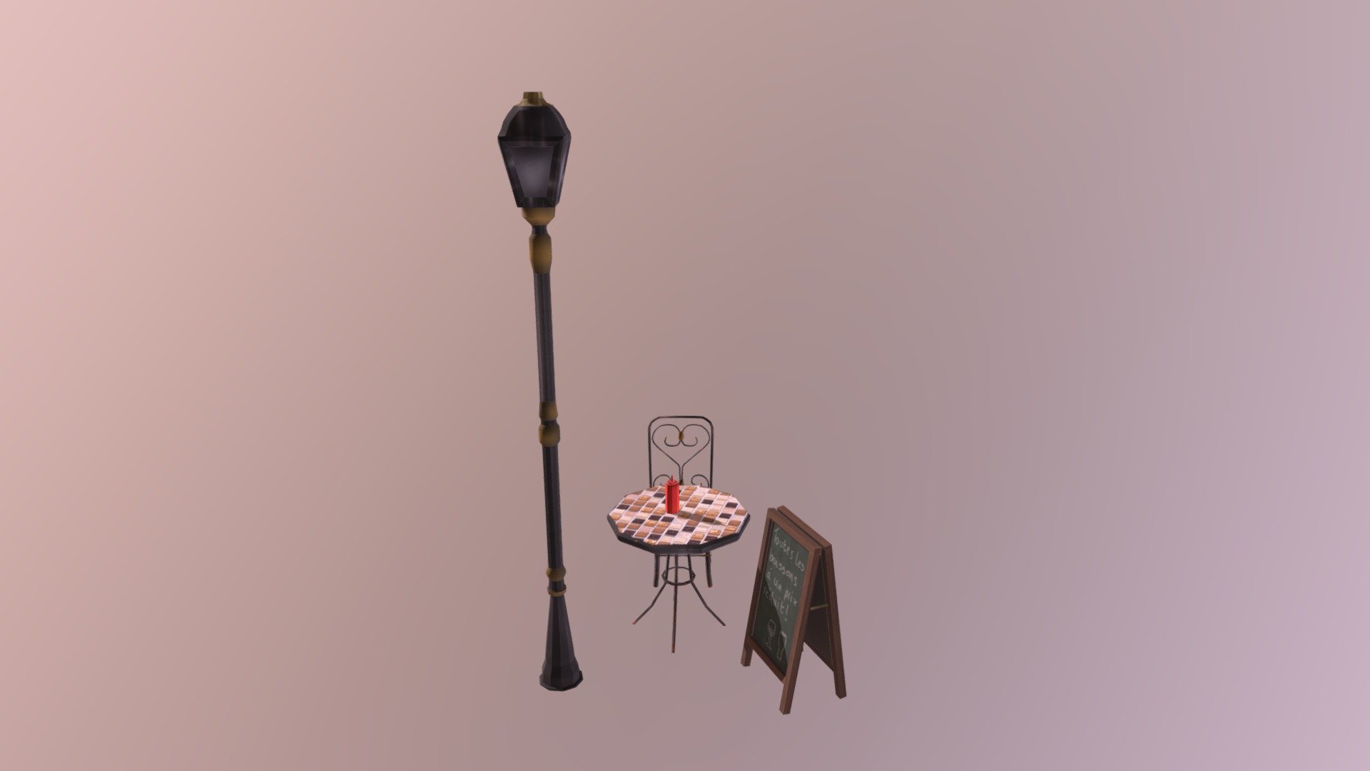5 simple props for my first 3D assignment - based off the city of Paris 3d model