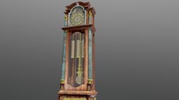 Long Case Grandfather Clock with Moon Dial victorian, time, clock, prop, vintage, edwardian, historical, antique, decorative, furniture, grandfather, timepiece, longcase, sketchup