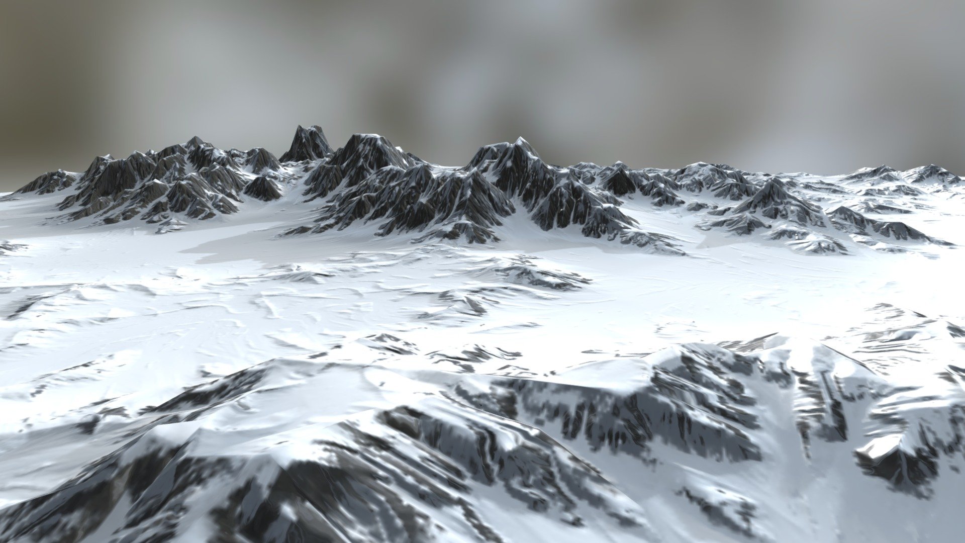 Generated alpine terrain 3d model