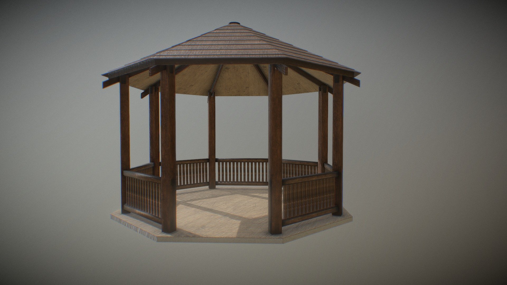 A simple Gazebo created for users of Sinespace virtul world. Feel free to use it in any project. Feel free to credit or not I don't really mind. This was made in unity using Pro-builder3D within unity3D. If you need the unity package for learnign purpose let me know. Hope you like enjoy! 3d model