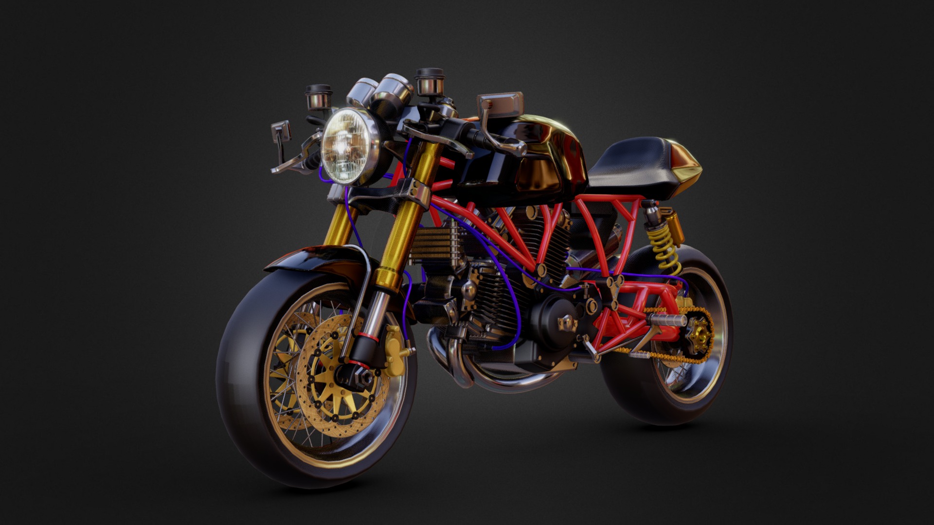3D render
 - DUCATI Sport 1000s - Buy Royalty Free 3D model by kunnatee 3d model