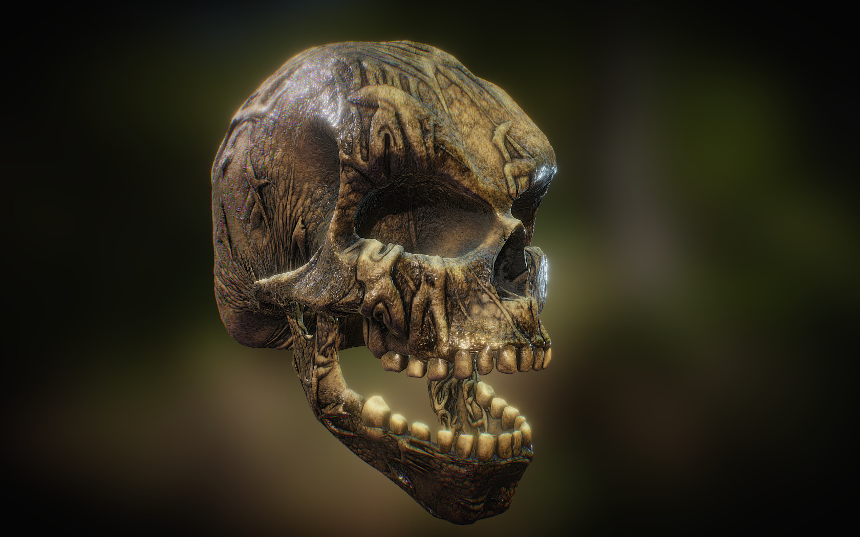 Testing a New Texture Generator on my Old Skull Model. Just a Proof of Concept to see how well the Displacement Maps work on a Organic Model. Modeled in Zbrush and Textured in Substance Painter 3d model