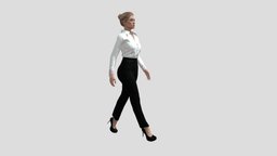 Realistic Female Character Alicia Office Outfit office, avatar, white, shirt, walking, clothes, pants, realistic, woman, actor, outfit, highheels, femalecharacter, actress, bussiness, character, girl, game, characterdesign, black, rigged