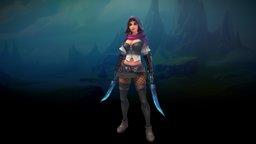 Stylized Human Assassin armor, rpg, assassin, fighter, pose, mmo, thief, rts, moba, weapon, handpainted, lowpoly, female, sword, stylized, fantasy, human