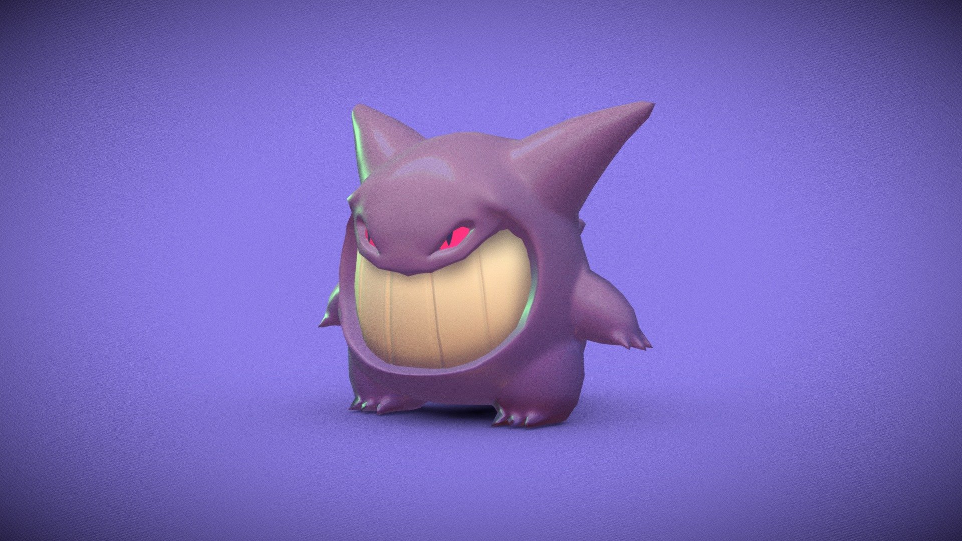 Halloween is upon us and I was in the mood to make this lovely little gremlin. Gengar is one of my favourite pokémon and I wanted to capture its creepy and sneeky nature. Had a lot of fun with this one! - Smiling Gengar - 3D model by Andreas Gunnman (@Discoflame) 3d model