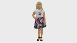 Young girl in flowered skirt 0752 style, people, fashion, beauty, skirt, young, miniatures, realistic, woman, outfit, character, 3dprint, girl