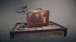 Wireless AM-FM apparatus suitcase, substance, gameart, substance-painter, radio