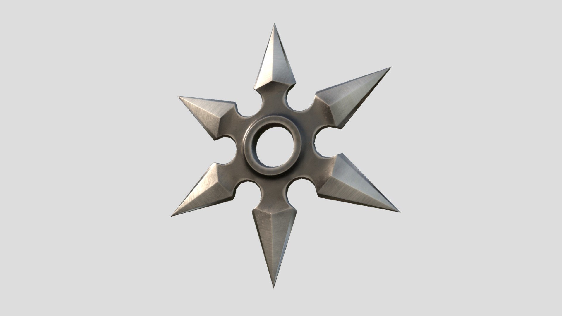 Classic throwing star with four PBR textures 3d model