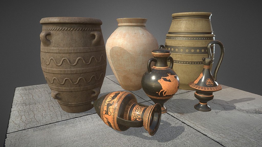 Detailed vases for interiors and exteriors - Ancient Vases - 3D model by imm 3d model