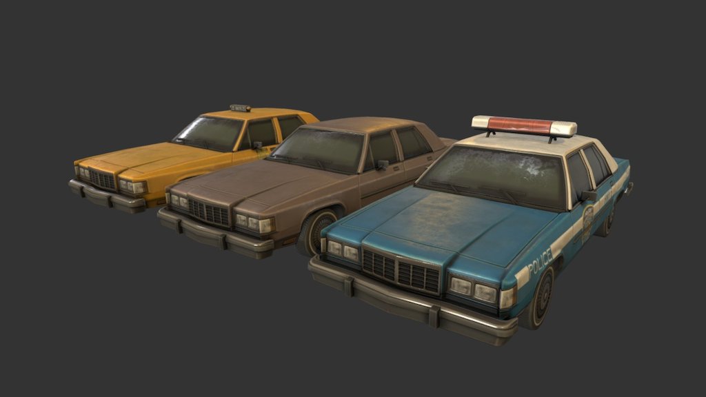 A generic car, based off a few models from the 1980's, I'm pretty proud of figuring out how to get both a police car and a taxi version without changing texture sheets too heavily.

Made with 3DSMax and Substance Painter - 1980's Generic Car - Buy Royalty Free 3D model by Renafox (@kryik1023) 3d model