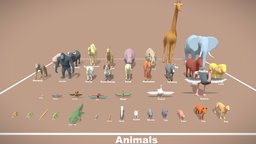 Basic Animals Lowpoly base, insect, fish, birds, games, mesh, assets, small, basemesh, pack, big, collection, hybrid, reptiles, amphibians, lowpoly, model, gameasset, animal, rigged, highpoly, hypercasual