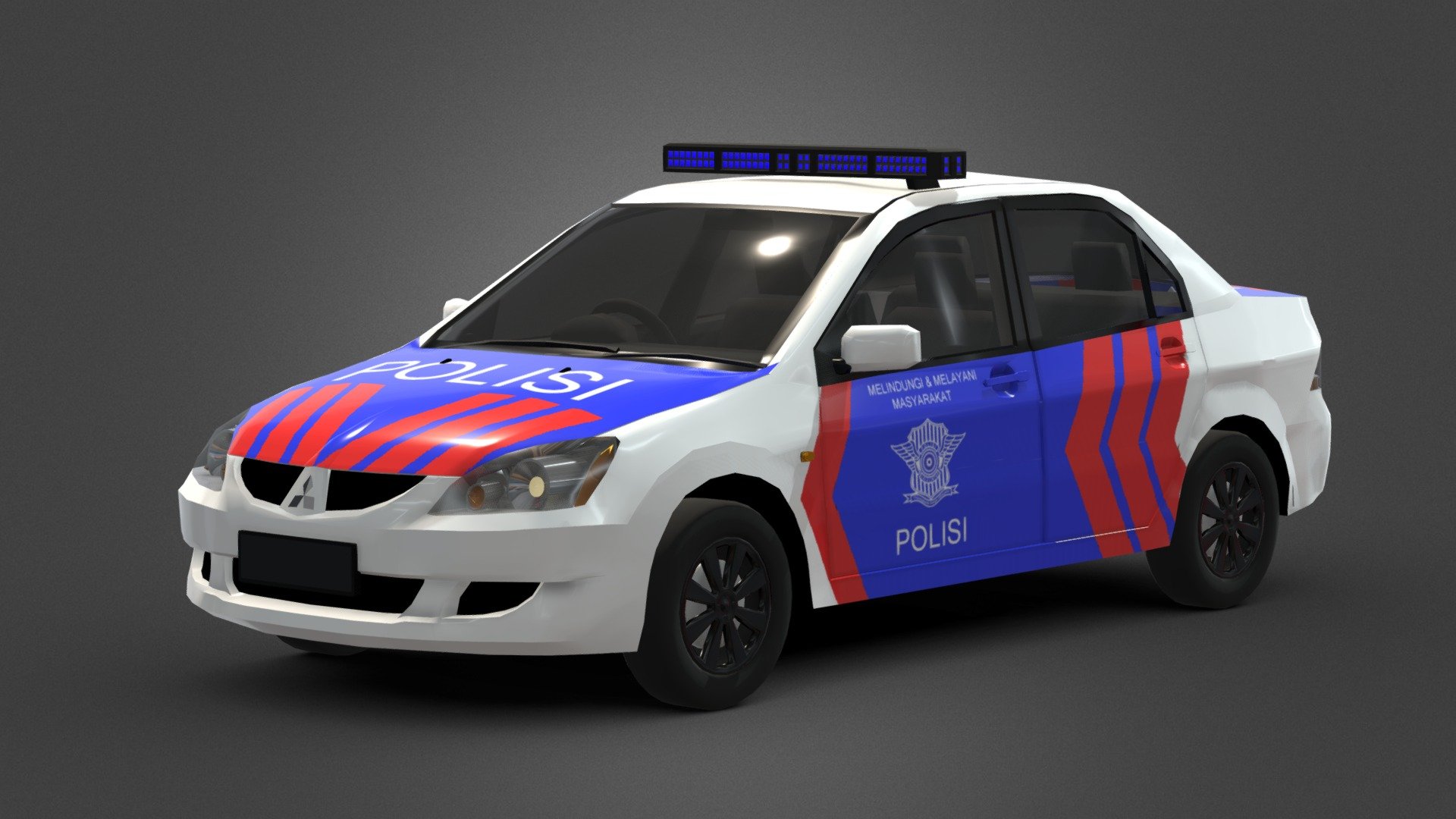 Indonesian Police Car based of Mitsubishi Lancer Cedia - Indonesia Police Car - Buy Royalty Free 3D model by Han66st 3d model