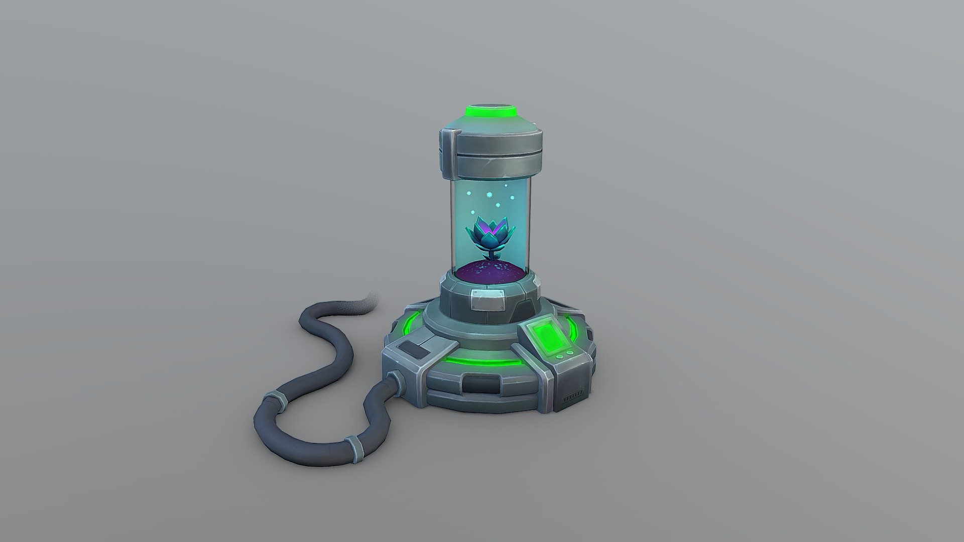 This is a Sci-Fi prop that I designed for Ashleigh Warner's CGMA Course.
https://www.cgmasteracademy.com/courses/143-creating-stylized-game-assets
Coming up with a concept for a Sci-Fi themed prop was outside my comfort zone. After exploring various ideas, I ended up with a Botanical Incubator that contains a flower with healing properties.

Check out more images on my artstation here: https://www.artstation.com/artwork/WKG902 - Botanical Incubator - 3D model by Leigh-Ann Johnson (@leigh-ann) 3d model